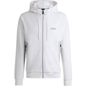 Hoodie van een katoenmix met rits en 3D-logo