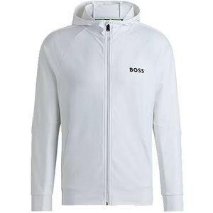 BOSS x MATTEO BERRETTINI Regular-fit hoodie met rits en kenmerkend gestreept artwork