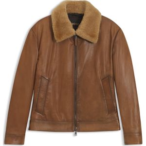 Boss - Gewatteerd Nappa Leren Jack - Bruin - Heren
