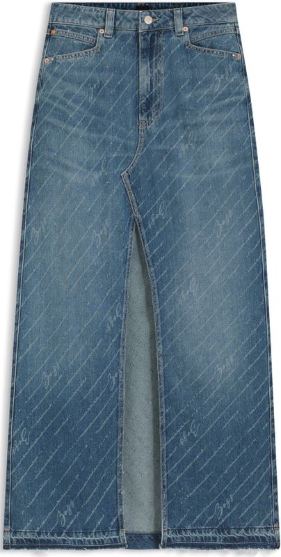 Denimrok met logo-krijtstrepenn en split aan de voorkant