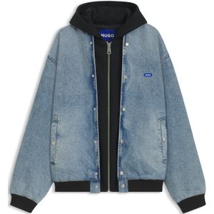 HUGO - Denim Bomberjack - Met Capuchon - Jersey Inzetstuk
