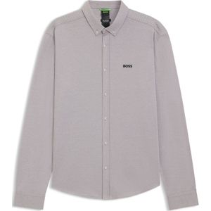 Regular-fit overhemd van kreukbestendige katoenjersey