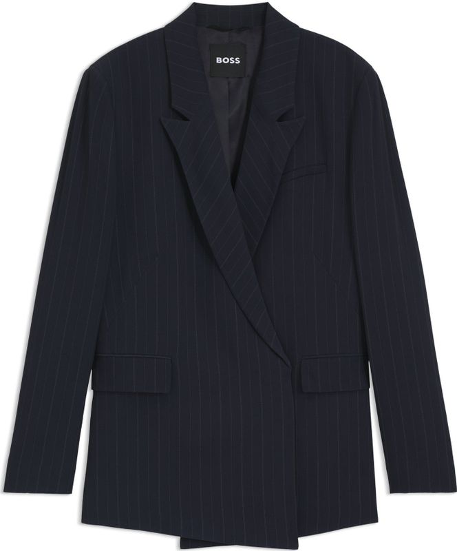 BOSS - Relaxed-fit Blazer - Krijtstreep - Verdekte Sluiting