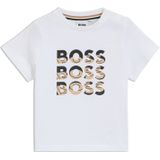 T-shirt voor kinderen van katoen met drievoudig logo met kleurverloop