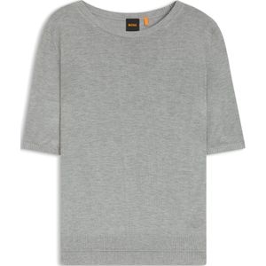 BOSS - Gebreide Trui - Lichtgrijs - Kasjmier - Duurzaam Gemaakt