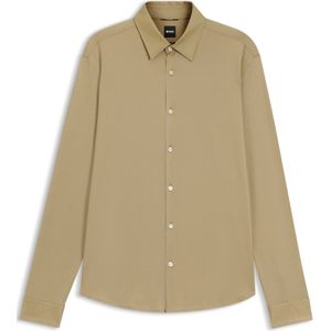 Regular-fit overhemd van hoogwaardige stretchjersey met Oxfordstructuur