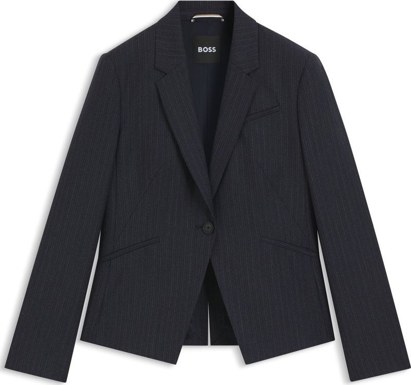 BOSS - Slim-fit Blazer - Gestreepte Scheerwol