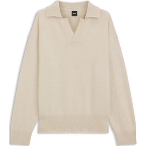 Trui van scheerwol met Johnny-kraag