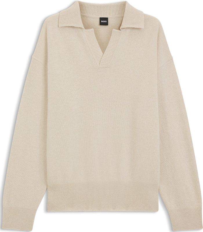 Trui van scheerwol met Johnny-kraag