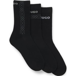 HUGO - Korte Sokken - Zwart - Set van 3 - Ademend - Elastisch