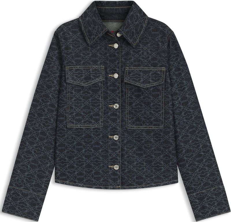 HUGO - Regular-Fit - Denimjack - Blauw - Monogramlaserprint, 60% Katoen van Regeneratieve Landbouw