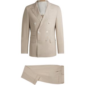 Slim-fit pak van scheerwol en zijde met dessin