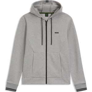 BOSS - Hoodie - Katoenmix - Met Rits en Streepdetails