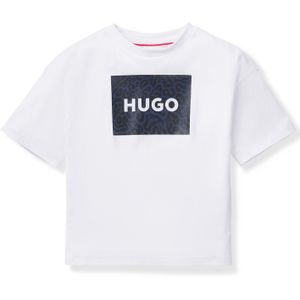 Katoenen T-shirt met vierkant logo met dierenprint voor kinderen