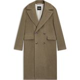 Double-breasted mantel van een alpacamix met visgraatpatroon