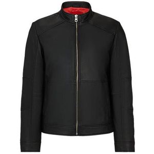 Extra-slim-fit leather jacket with red lining