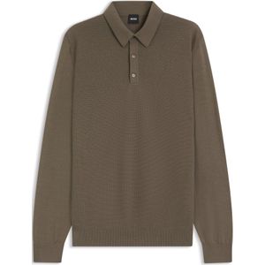 Gebreide polo van een wolmix met verschillende structuren