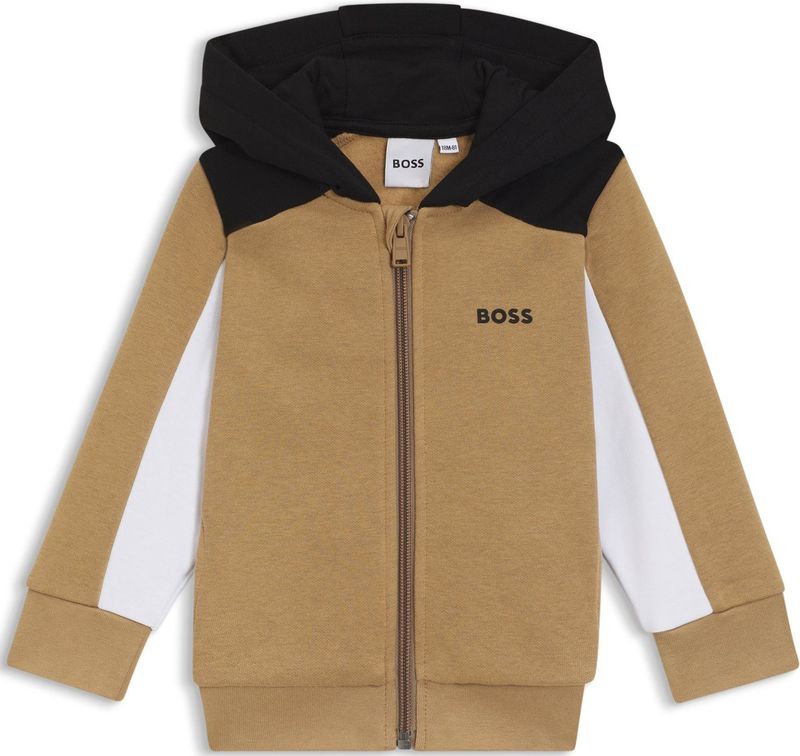 BOSS Kidswear - Fleece Kinderhoodie - Katoenmix - Kleurblokken