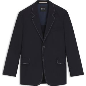 Relaxed-fit colbert van scheerwol met contraststiksels