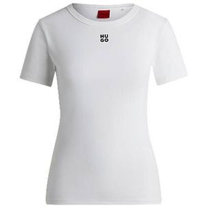 T-shirt van een katoenmix met tweedelig logostiksel