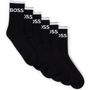 Set van zes paar geribbelde korte sokken in een katoenmix