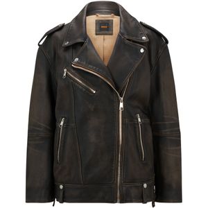 Leren jas met rits en kenmerkende voering