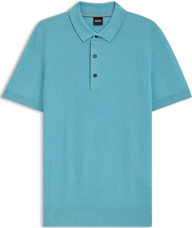 Regular-fit gebreide polo met katoen