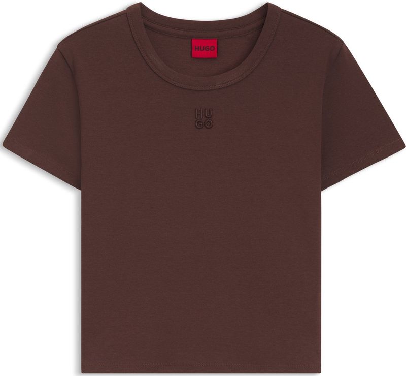 HUGO - DELANOR - T-shirt - Katoenmix - Slim Fit - Effen - Korte Mouwen