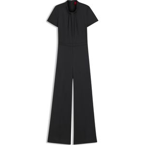 Regular-fit satijnen jumpsuit met gedrapeerde hals