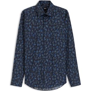 Regular-fit overhemd van bedrukte stretchkatoenen popeline