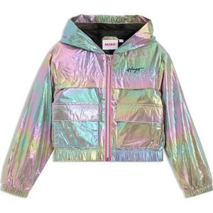 Iriserend windjack met capuchon en logoprint voor kinderen