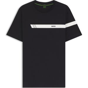 Regular-fit T-shirt van stretchkatoen met logostreep