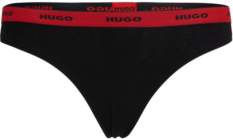 HUGO - Regular-rise String - Stretchkatoen - Met Herhaalde Logo's op Tailleband