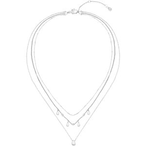 BOSS Jewelry - Drielaagse Ketting - Zilverkleurig - Druppelvormige Bedeltjes - 40,6 cm