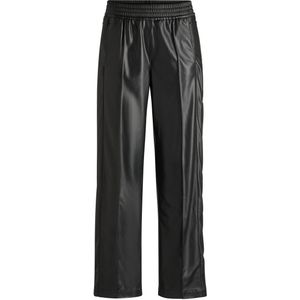 Broek van imitatieleer met rechte pijpen en drukknopen