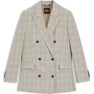 Regular-fit blazer van geruite wol met stretch