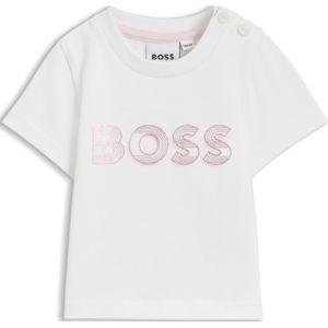 T-shirt voor baby’s van stretchkatoen met glanzend logo