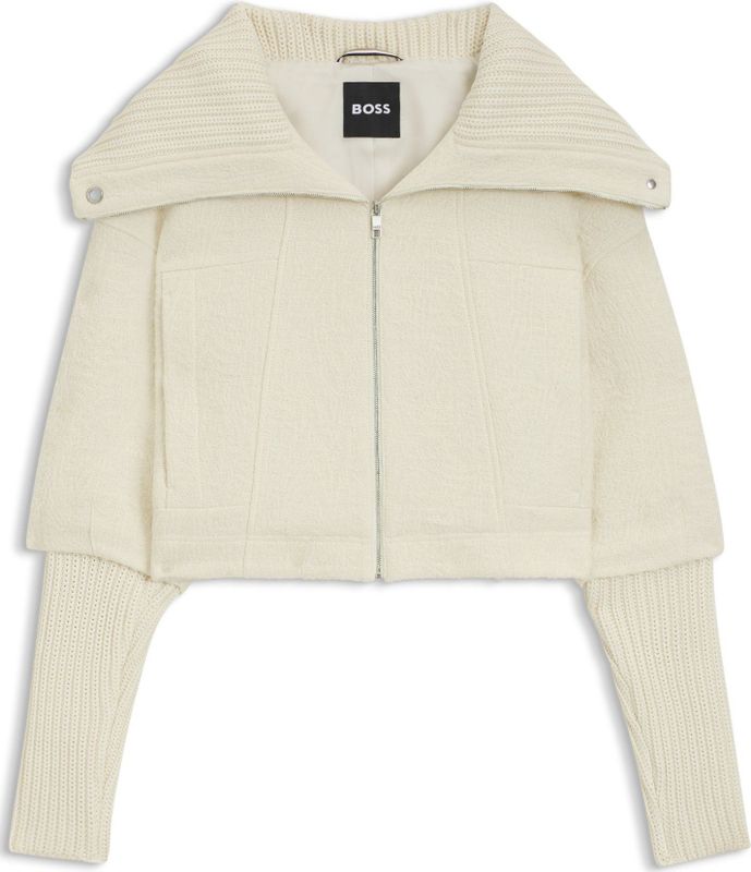 BOSS - Regular-fit Jasje - Met Rits - Oversized Revers