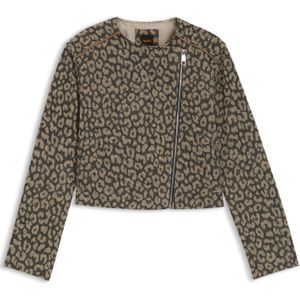 BOSS - Bikerstijl Jas - Luipaarddessin - Katoenmix - Duurzame Grondstoffen