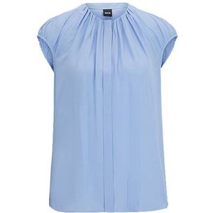 Regular-fit blouse met kapmouwen en geplooide details