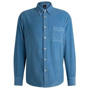 Regular-fit overhemd van katoenen corduroy met opgezette zak