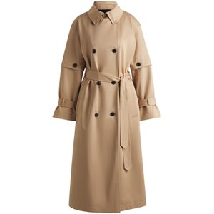 Double-breasted trenchcoat van katoen