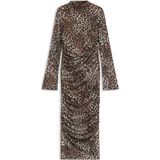 HUGO - Midi-jurk - Dierenprint - Slim Fit - Lange Mouwen - Mesh-crêpe