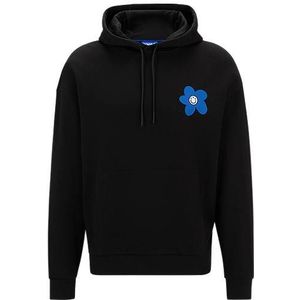 Regular-fit hoodie van katoenen sweatstof met bloemenartwork