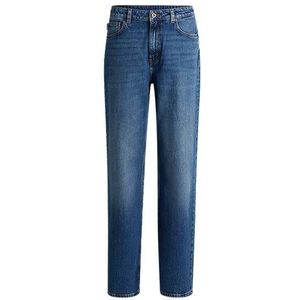 Lange straight-fit jeans van blauw stretchdenim
