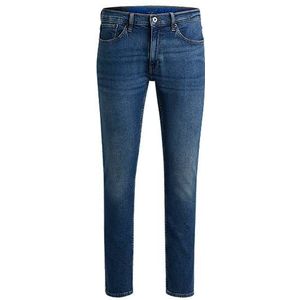 Extra slim-fit jeans van marineblauw stonewashed stretchdenim