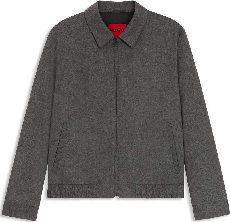 Hugo - Hellys 241F1X - Leren Jas - Grijs - Slim Fit