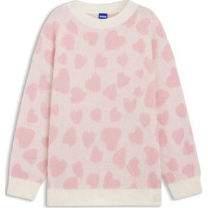 Oversized-fit trui met jacquardgebreide hartjes