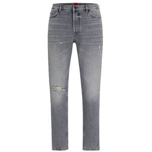 Tapered-fit regular-rise jeans van grijs denim