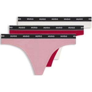 Set van drie strings met logotailleband van stretchkatoen